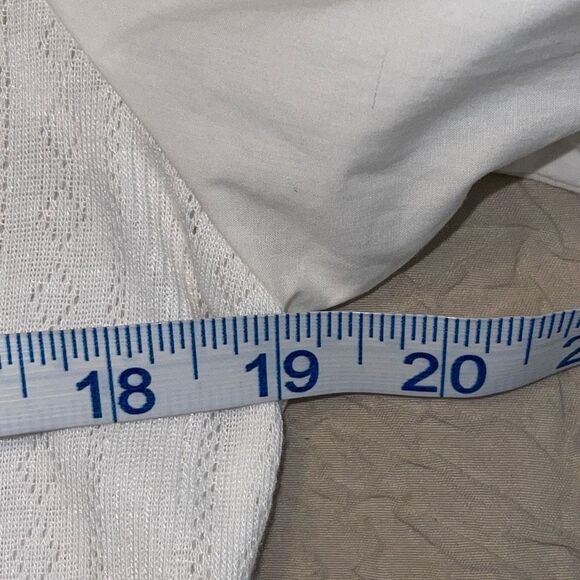 HONEY & T Women's Knit Dress Puffy Sleeves Woven Cotton Off White Size Large NWT - Picture 6 of 8